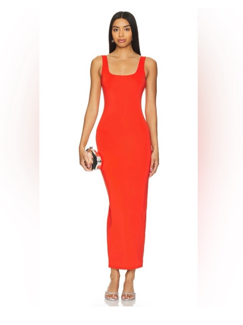 Good American Bold Red Scoop-Neck Maxi Dress